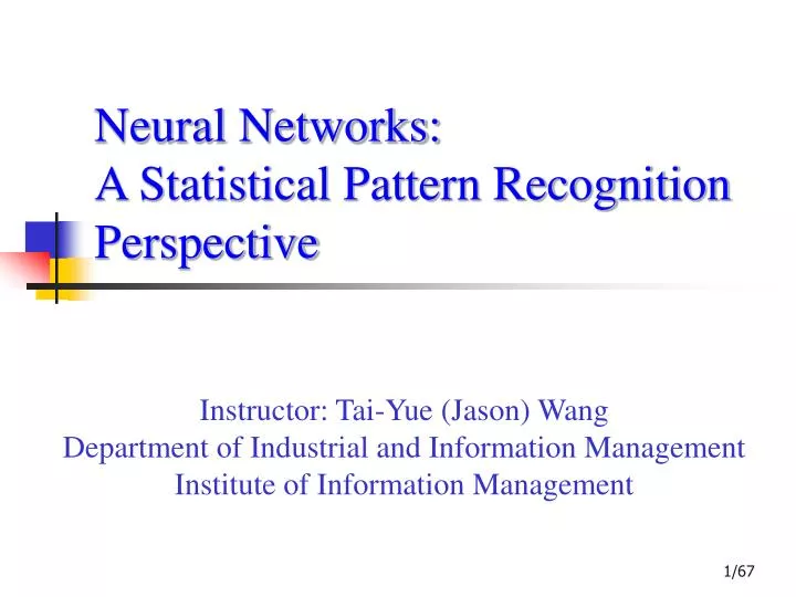 neural networks a statistical pattern recognition perspective