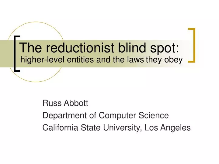 the reductionist blind spot
