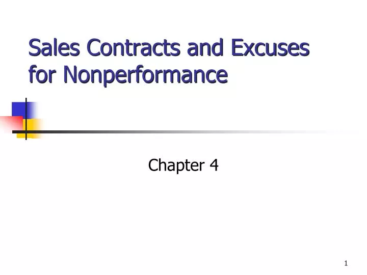 sales contracts and excuses for nonperformance