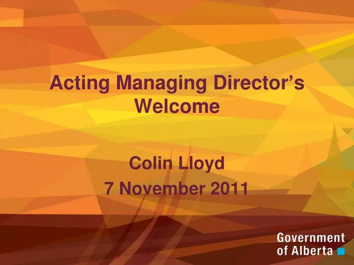 acting managing director s welcome