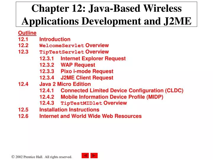 chapter 12 java based wireless applications development and j2me