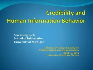 Credibility and Human Information Behavior