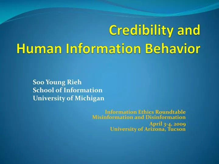 credibility and human information behavior