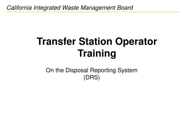 transfer station operator training