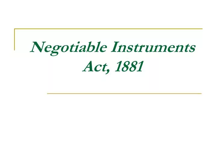 negotiable instruments act 1881