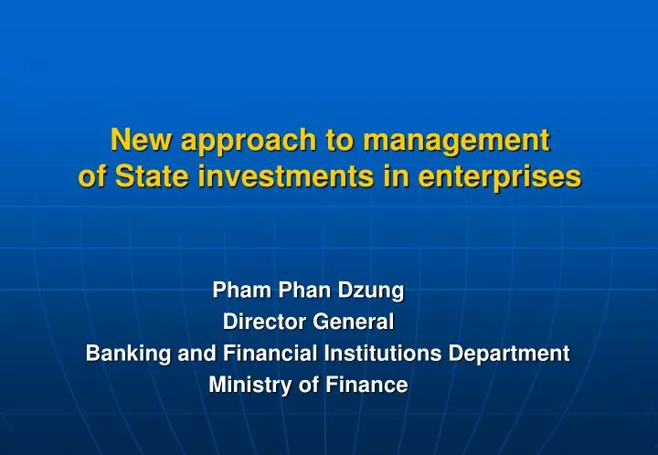 new approach to management of state investments in enterprises