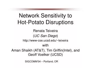 Network Sensitivity to Hot-Potato Disruptions