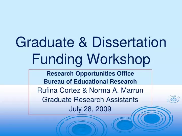 graduate dissertation funding workshop