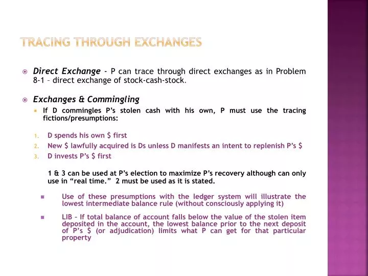 tracing through exchanges