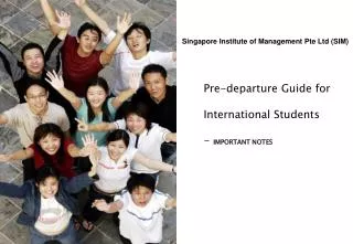 Pre-departure Guide for International Students - IMPORTANT NOTES