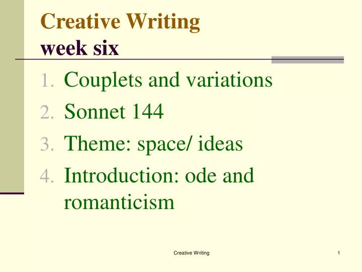 creative writing week six