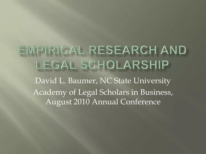empirical research and legal scholarship