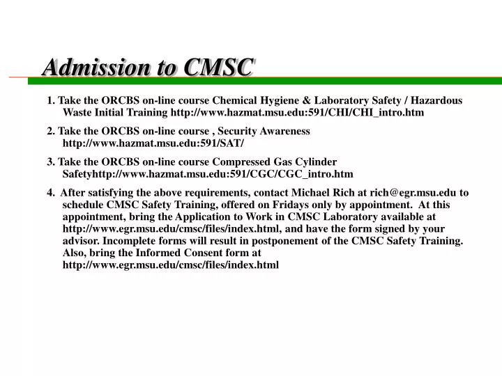 admission to cmsc