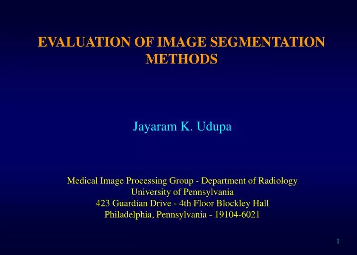 evaluation of image segmentation methods