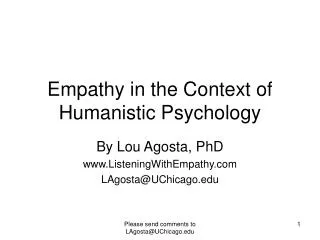Empathy in the Context of Humanistic Psychology