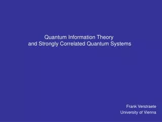 Quantum Information Theory and Strongly Correlated Quantum Systems