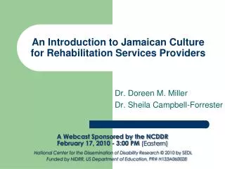 An Introduction to Jamaican Culture for Rehabilitation Services Providers