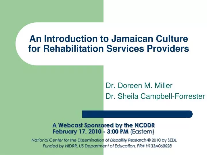 an introduction to jamaican culture for rehabilitation services providers