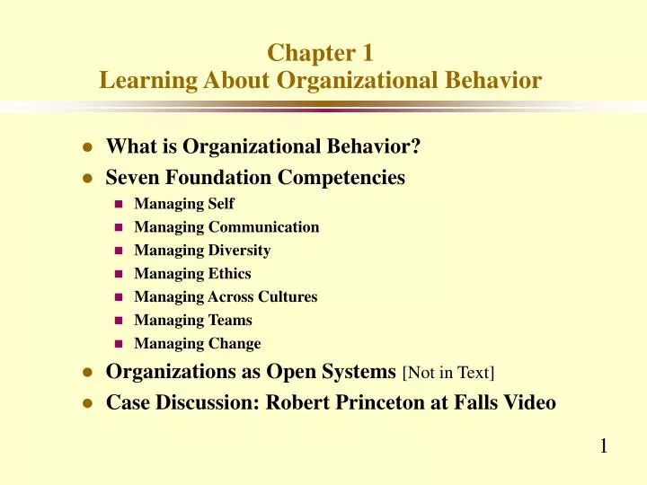chapter 1 learning about organizational behavior