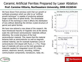Ceramic Artificial Ferrites Prepared by Laser Ablation Prof. Carmine Vittoria, Northeastern University, DMR-0226544