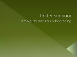 Unit 6 Seminar