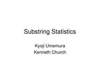 Substring Statistics