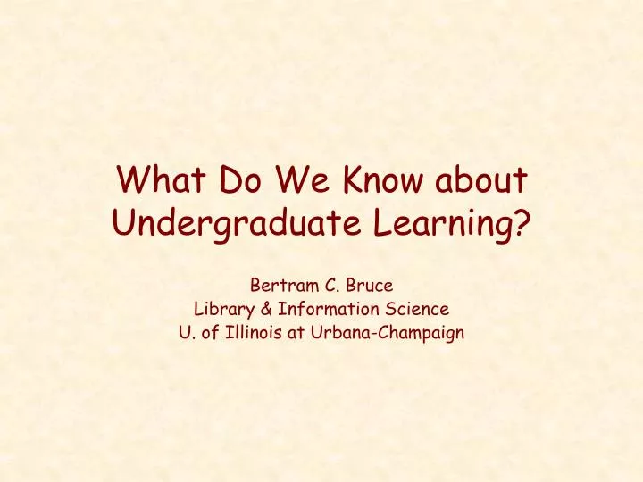 what do we know about undergraduate learning