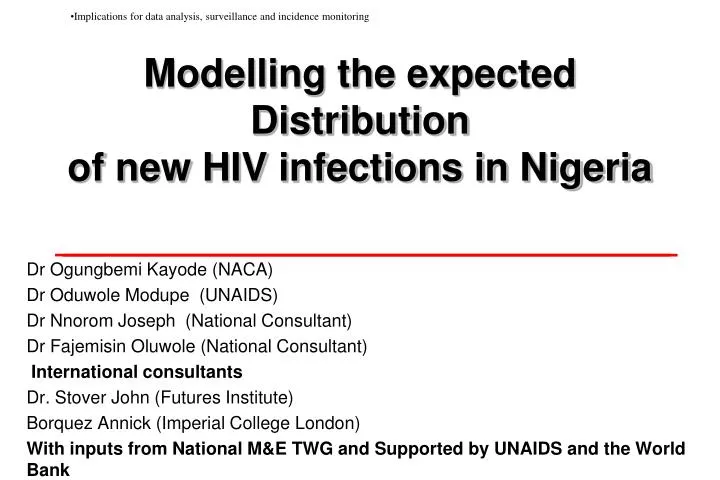modelling the expected distribution of new hiv infections in nigeria