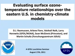 Evaluating surface ozone-temperature relationships over the eastern U.S. in chemistry-climate models