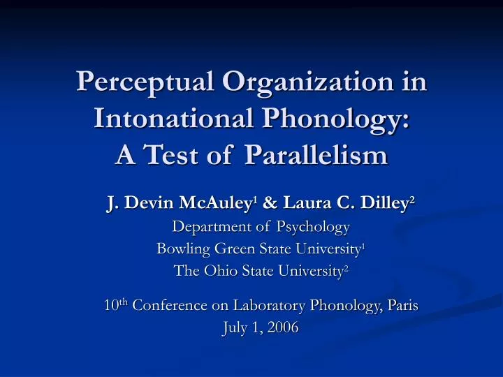 perceptual organization in intonational phonology a test of parallelism