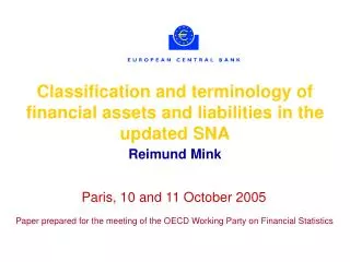 Classification and terminology of financial assets and liabilities in the updated SNA