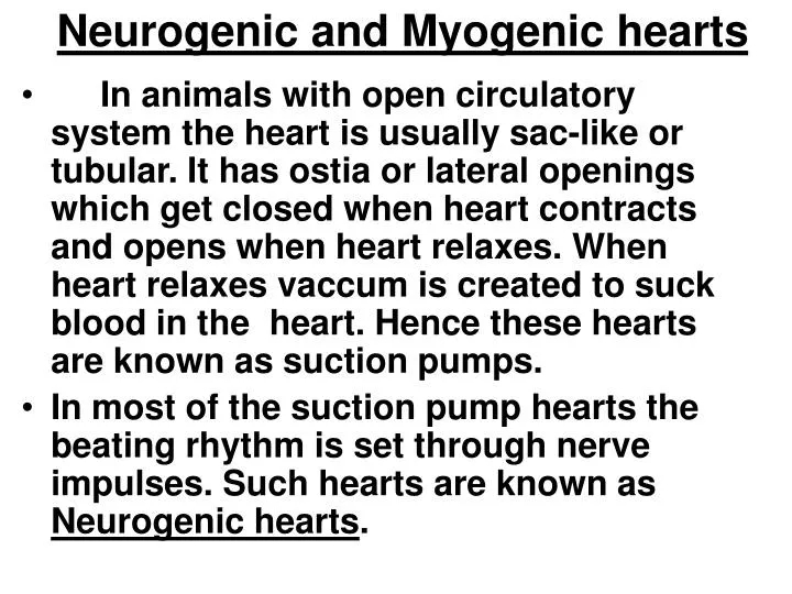 neurogenic and myogenic hearts