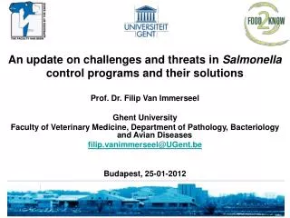 An update on challenges and threats in Salmonella control programs and their solutions