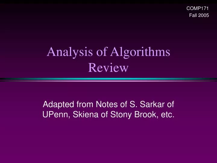 analysis of algorithms review