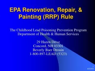 EPA Renovation, Repair, &amp; Painting (RRP) Rule