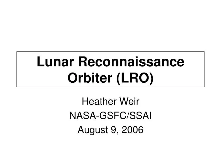 lunar reconnaissance orbiter lro