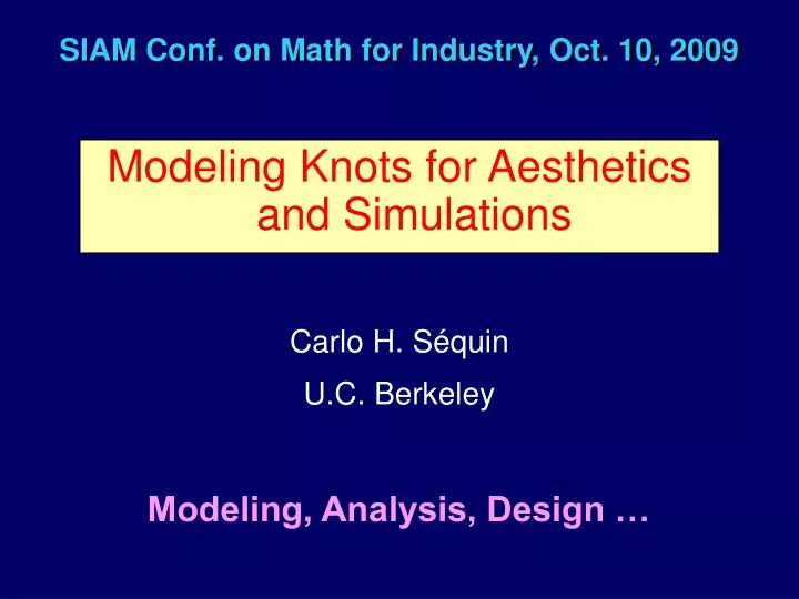 siam conf on math for industry oct 10 2009