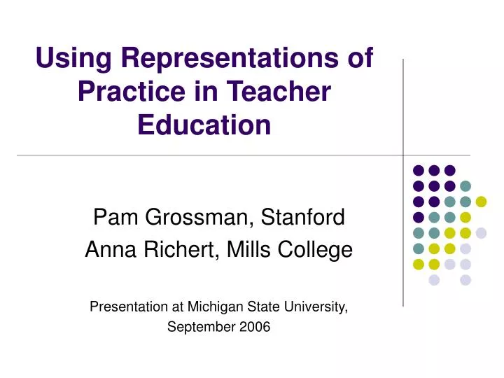 using representations of practice in teacher education