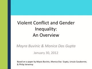 Violent Conflict and Gender Inequality: An Overview
