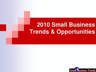 2010 Small Business Trends &amp; Opportunities