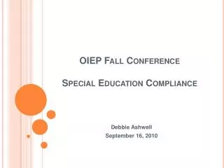 OIEP Fall Conference Special Education Compliance