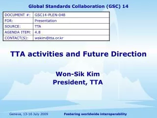TTA activities and Future Direction