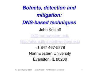 Botnets, detection and mitigation: DNS-based techniques