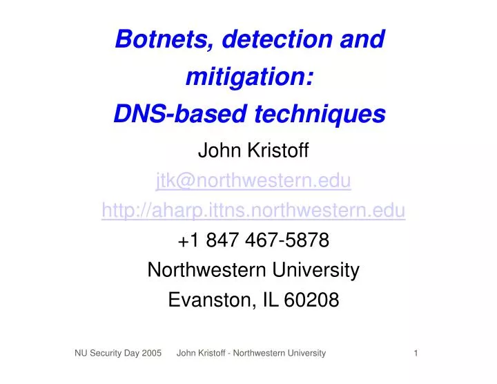 botnets detection and mitigation dns based techniques