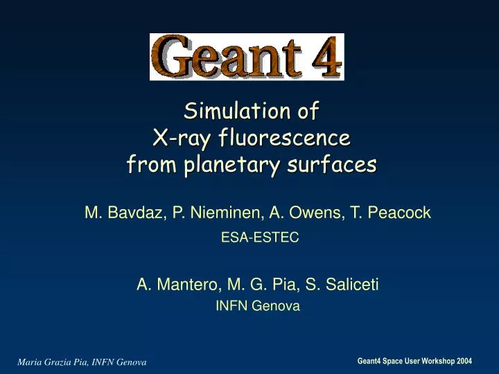 simulation of x ray fluorescence from planetary surfaces