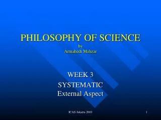 PHILOSOPHY OF SCIENCE by Armahedi Mahzar