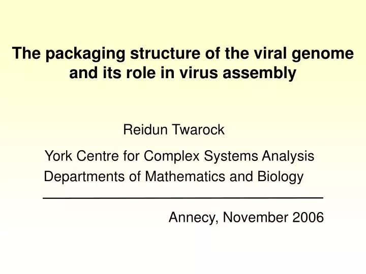 the packaging structure of the viral genome and its role in virus assembly