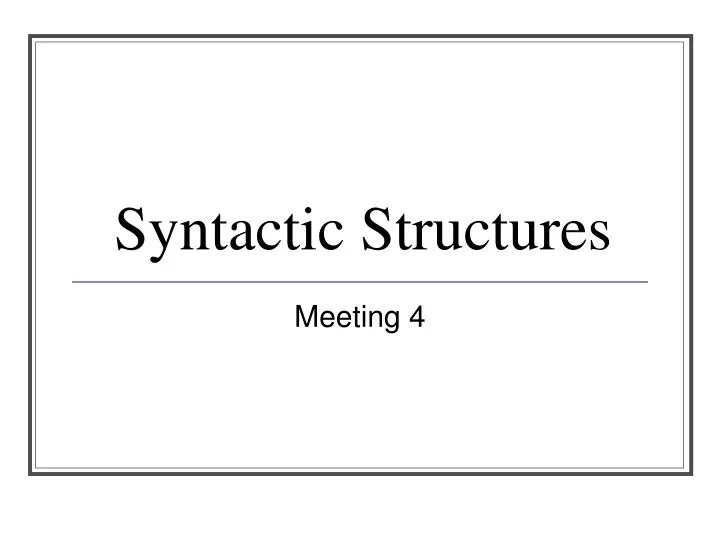 syntactic structures