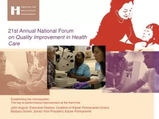 21st Annual National Forum on Quality Improvement in Health Care