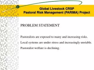 Global Livestock CRSP Pastoral Risk Management (PARIMA) Project